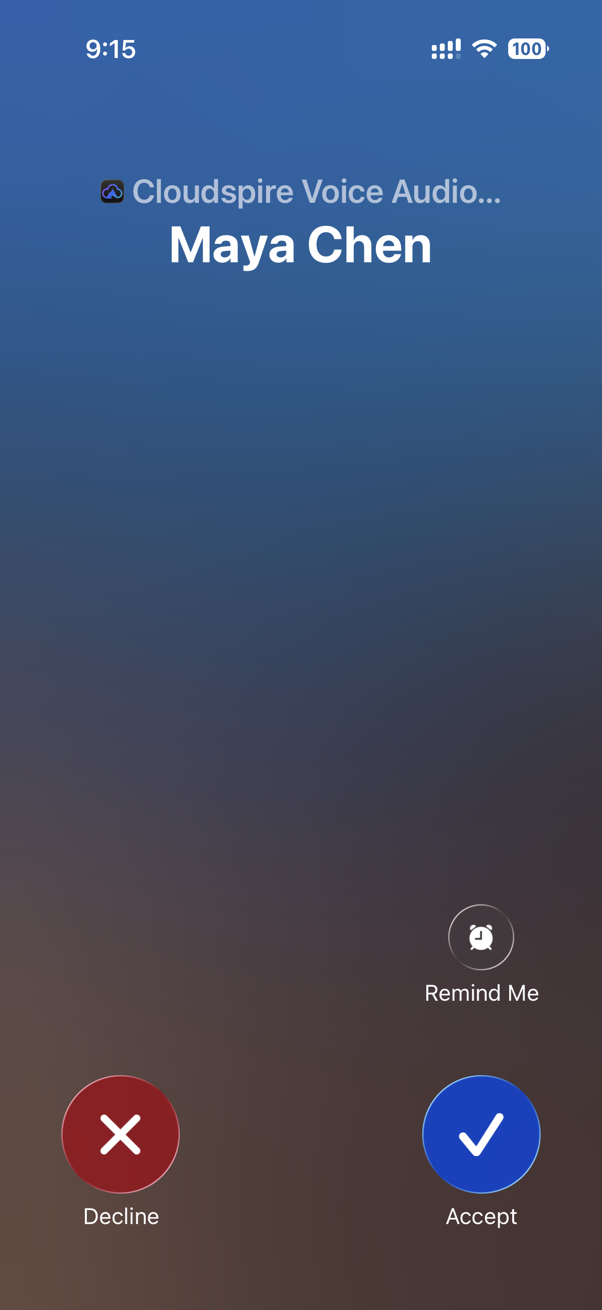 Incoming call on the iPhone lock screen with Decline and Accept buttons