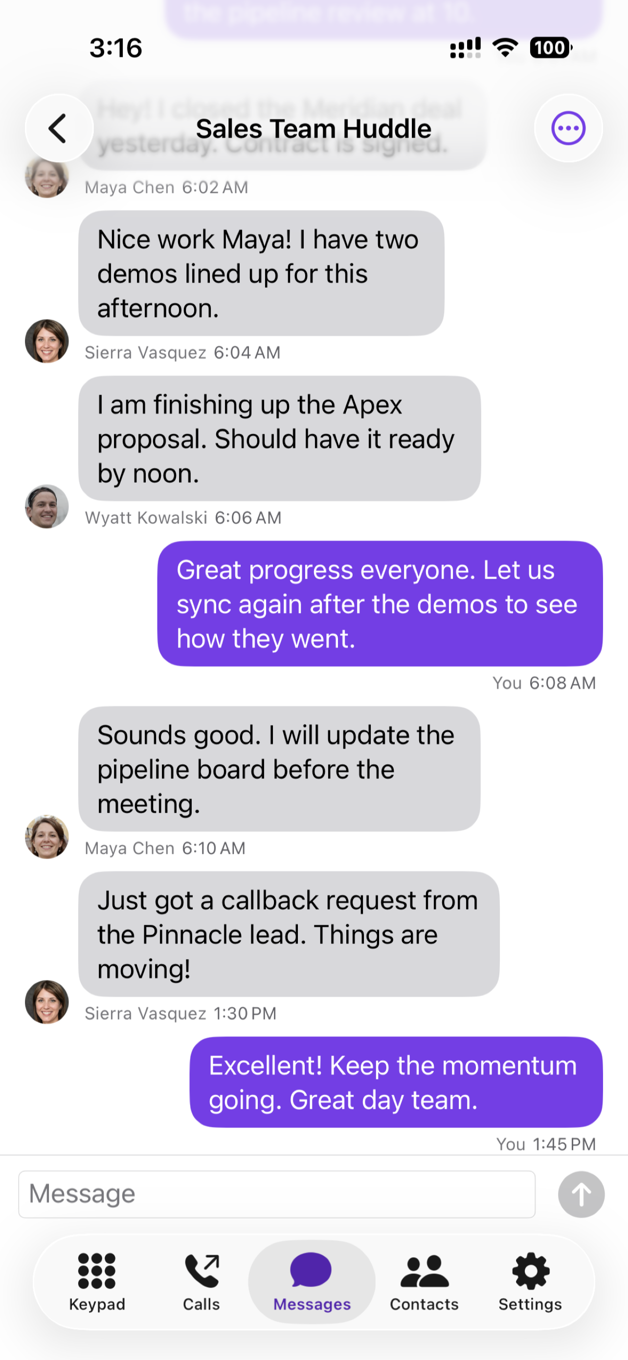 Inside a team group chat